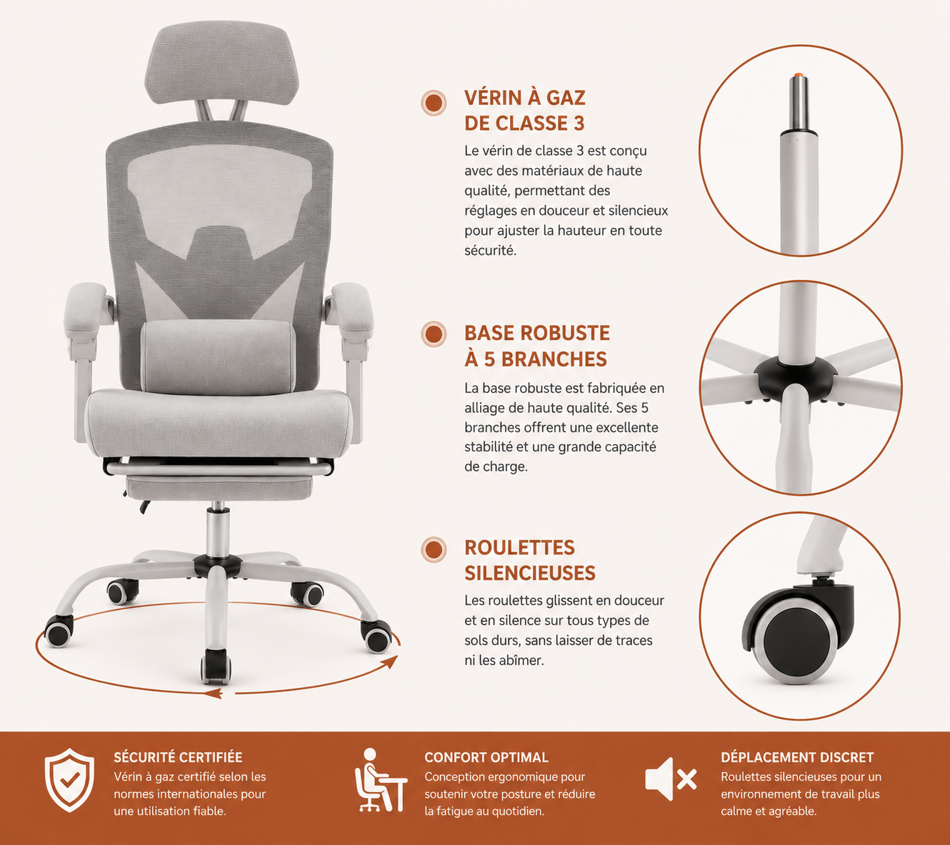 Chaise de Bureau Ergonomique | Chaise gaming | fauteuil ergonomique | télétravail | fauteuil ergonomique | POSTAVIO